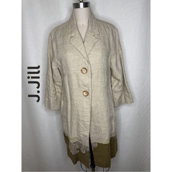J. Jill Jackets & Blazers - J. Jill Linen Jacket Small Neutral Button Front Lightweight Chic Layered Top